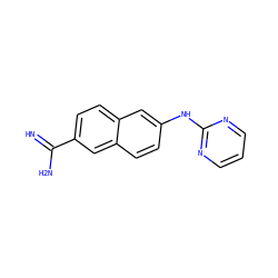 N=C(N)c1ccc2cc(Nc3ncccn3)ccc2c1 ZINC000042921170