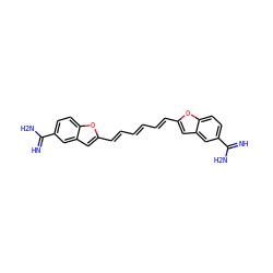 N=C(N)c1ccc2oc(/C=C/C=C/C=C/c3cc4cc(C(=N)N)ccc4o3)cc2c1 ZINC000001995717