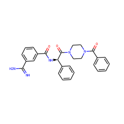 N=C(N)c1cccc(C(=O)N[C@@H](C(=O)N2CCN(C(=O)c3ccccc3)CC2)c2ccccc2)c1 ZINC000027763805