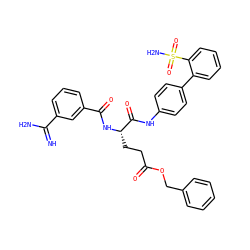 N=C(N)c1cccc(C(=O)N[C@@H](CCC(=O)OCc2ccccc2)C(=O)Nc2ccc(-c3ccccc3S(N)(=O)=O)cc2)c1 ZINC000026743125