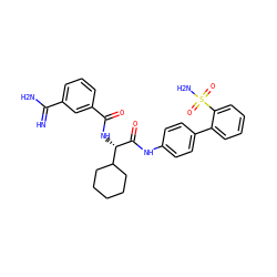 N=C(N)c1cccc(C(=O)N[C@H](C(=O)Nc2ccc(-c3ccccc3S(N)(=O)=O)cc2)C2CCCCC2)c1 ZINC000026742977