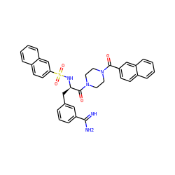 N=C(N)c1cccc(C[C@@H](NS(=O)(=O)c2ccc3ccccc3c2)C(=O)N2CCN(C(=O)c3ccc4ccccc4c3)CC2)c1 ZINC000026837210