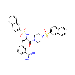 N=C(N)c1cccc(C[C@@H](NS(=O)(=O)c2ccc3ccccc3c2)C(=O)N2CCN(S(=O)(=O)c3ccc4ccccc4c3)CC2)c1 ZINC000026839660