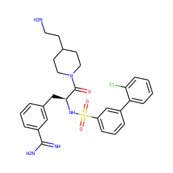 N=C(N)c1cccc(C[C@H](NS(=O)(=O)c2cccc(-c3ccccc3Cl)c2)C(=O)N2CCC(CCN)CC2)c1 ZINC000042875627