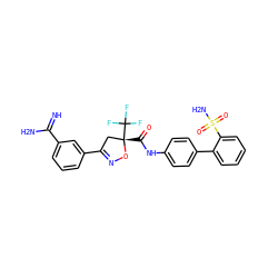 N=C(N)c1cccc(C2=NO[C@@](C(=O)Nc3ccc(-c4ccccc4S(N)(=O)=O)cc3)(C(F)(F)F)C2)c1 ZINC000026665389