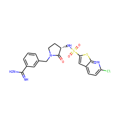 N=C(N)c1cccc(CN2CC[C@H](NS(=O)(=O)c3cc4ccc(Cl)nc4s3)C2=O)c1 ZINC000026656040