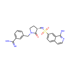 N=C(N)c1cccc(CN2CC[C@H](NS(=O)(=O)c3ccc4ccnc(N)c4c3)C2=O)c1 ZINC000026656936