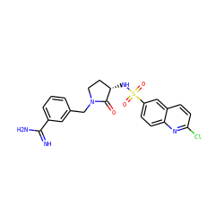 N=C(N)c1cccc(CN2CC[C@H](NS(=O)(=O)c3ccc4nc(Cl)ccc4c3)C2=O)c1 ZINC000026663497