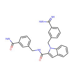 N=C(N)c1cccc(Cn2c(C(=O)NCc3cccc(C(N)=O)c3)cc3ccccc32)c1 ZINC000003831875