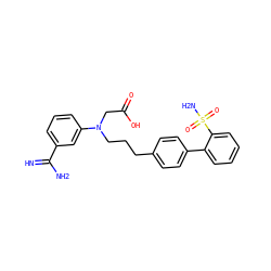 N=C(N)c1cccc(N(CCCc2ccc(-c3ccccc3S(N)(=O)=O)cc2)CC(=O)O)c1 ZINC000026850808