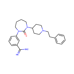 N=C(N)c1cccc(N2CCCCN(C3CCN(CCc4ccccc4)CC3)C2=O)c1 ZINC000026833661