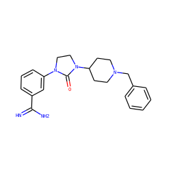 N=C(N)c1cccc(N2CCN(C3CCN(Cc4ccccc4)CC3)C2=O)c1 ZINC000026646930