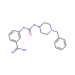 N=C(N)c1cccc(NC(=O)NC2CCN(Cc3ccccc3)CC2)c1 ZINC000026651376