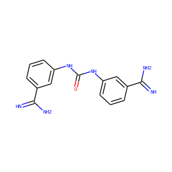 N=C(N)c1cccc(NC(=O)Nc2cccc(C(=N)N)c2)c1 ZINC000000031235
