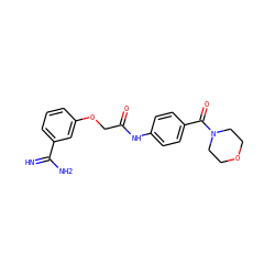 N=C(N)c1cccc(OCC(=O)Nc2ccc(C(=O)N3CCOCC3)cc2)c1 ZINC000026380840