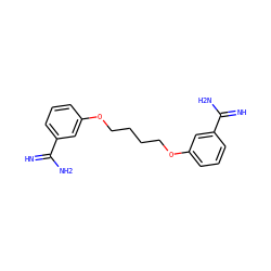 N=C(N)c1cccc(OCCCCOc2cccc(C(=N)N)c2)c1 ZINC000006092496