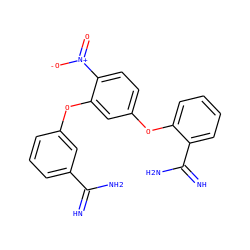 N=C(N)c1cccc(Oc2cc(Oc3ccccc3C(=N)N)ccc2[N+](=O)[O-])c1 ZINC000029471500