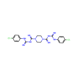 N=C(NC(=N)N1CCN(C(=N)NC(=N)Nc2ccc(Cl)cc2)CC1)Nc1ccc(Cl)cc1 ZINC000030691566