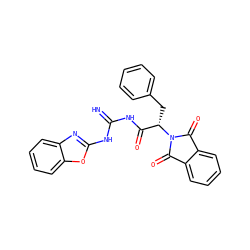 N=C(NC(=O)[C@H](Cc1ccccc1)N1C(=O)c2ccccc2C1=O)Nc1nc2ccccc2o1 ZINC000002829505