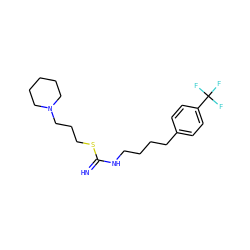 N=C(NCCCCc1ccc(C(F)(F)F)cc1)SCCCN1CCCCC1 ZINC000096939841