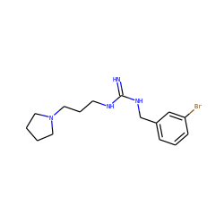 N=C(NCCCN1CCCC1)NCc1cccc(Br)c1 ZINC000013809059