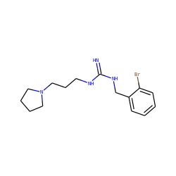 N=C(NCCCN1CCCC1)NCc1ccccc1Br ZINC000013809061
