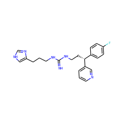 N=C(NCCCc1c[nH]cn1)NCC[C@H](c1ccc(F)cc1)c1cccnc1 ZINC000013816218