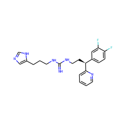 N=C(NCCCc1cnc[nH]1)NCC[C@@H](c1ccc(F)c(F)c1)c1ccccn1 ZINC000001551191