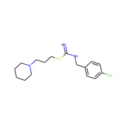 N=C(NCc1ccc(Cl)cc1)SCCCN1CCCCC1 ZINC000038482891