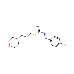 N=C(NCc1ccc(Cl)cc1)SCCCN1CCOCC1 ZINC000096939827