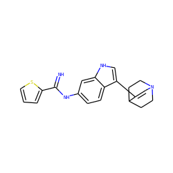 N=C(Nc1ccc2c(C3=CN4CCC3CC4)c[nH]c2c1)c1cccs1 ZINC000101448397