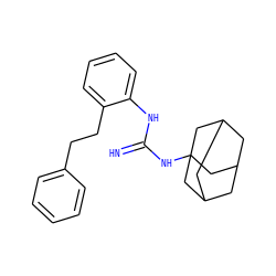 N=C(Nc1ccccc1CCc1ccccc1)NC12CC3CC(CC(C3)C1)C2 ZINC000026482402