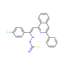 N=C(S)NN/C(=C\c1nc(-c2ccccn2)cc2ccccc12)c1ccc(Cl)cc1 ZINC000008748845