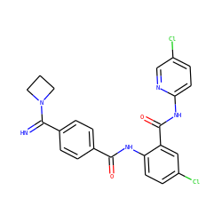 N=C(c1ccc(C(=O)Nc2ccc(Cl)cc2C(=O)Nc2ccc(Cl)cn2)cc1)N1CCC1 ZINC000040403057