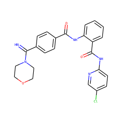 N=C(c1ccc(C(=O)Nc2ccccc2C(=O)Nc2ccc(Cl)cn2)cc1)N1CCOCC1 ZINC000040395336