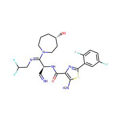 N=C[C@H](NC(=O)c1nc(-c2cc(F)ccc2F)sc1N)/C(=N\CC(F)F)N1CCC[C@H](O)CC1 ZINC000261189021