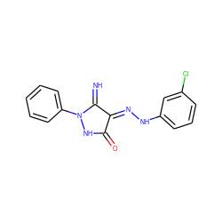 N=C1/C(=N/Nc2cccc(Cl)c2)C(=O)NN1c1ccccc1 ZINC000013116648
