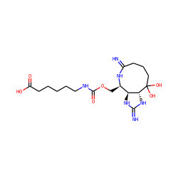 N=C1CCCC(O)(O)[C@@H]2NC(=N)N[C@H]2[C@@H](COC(=O)NCCCCCC(=O)O)N1 ZINC001772635904