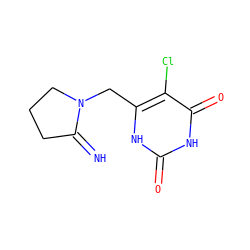 N=C1CCCN1Cc1[nH]c(=O)[nH]c(=O)c1Cl ZINC000100032379