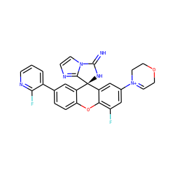 N=C1N[C@@]2(c3cc(-c4cccnc4F)ccc3Oc3c(F)cc([N+]4=CCOCC4)cc32)c2nccn21 ZINC001772625009