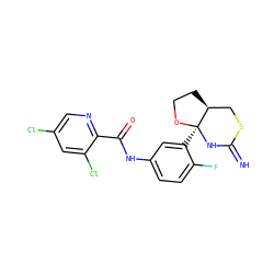 N=C1N[C@@]2(c3cc(NC(=O)c4ncc(Cl)cc4Cl)ccc3F)OCC[C@H]2CS1 ZINC001772622947