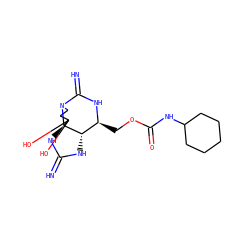 N=C1N[C@H]2[C@H](COC(=O)NC3CCCCC3)NC(=N)N3CCC(O)(O)[C@]23N1 ZINC000145748235