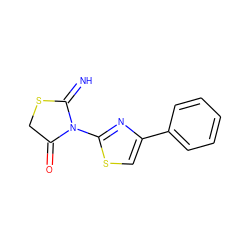 N=C1SCC(=O)N1c1nc(-c2ccccc2)cs1 ZINC000004112170
