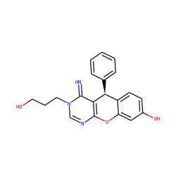 N=c1c2c(ncn1CCCO)Oc1cc(O)ccc1[C@@H]2c1ccccc1 ZINC000100572962