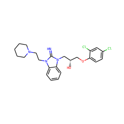 N=c1n(CCN2CCCCC2)c2ccccc2n1C[C@@H](O)COc1ccc(Cl)cc1Cl ZINC000020083277