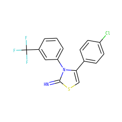 N=c1scc(-c2ccc(Cl)cc2)n1-c1cccc(C(F)(F)F)c1 ZINC000004306911