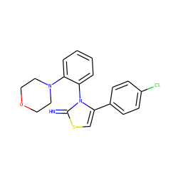 N=c1scc(-c2ccc(Cl)cc2)n1-c1ccccc1N1CCOCC1 ZINC000004299872