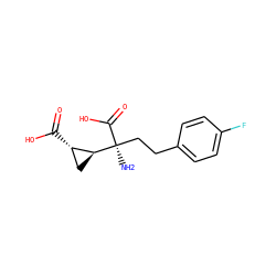 N[C@@](CCc1ccc(F)cc1)(C(=O)O)[C@H]1C[C@@H]1C(=O)O ZINC000013777364