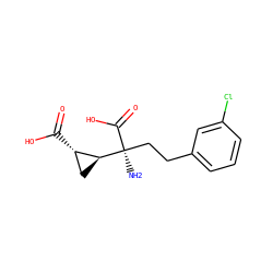 N[C@@](CCc1cccc(Cl)c1)(C(=O)O)[C@H]1C[C@@H]1C(=O)O ZINC000013777368