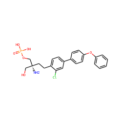 N[C@@](CO)(CCc1ccc(-c2ccc(Oc3ccccc3)cc2)cc1Cl)COP(=O)(O)O ZINC000049069330
